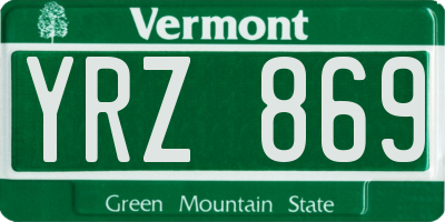VT license plate YRZ869