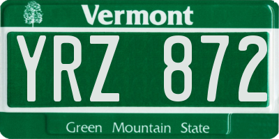 VT license plate YRZ872