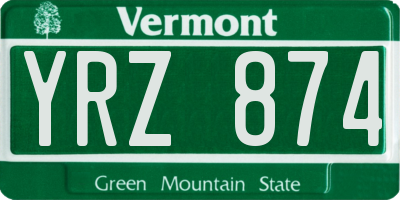 VT license plate YRZ874