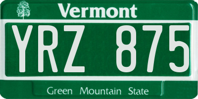 VT license plate YRZ875