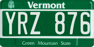 VT license plate YRZ876