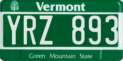 VT license plate YRZ893