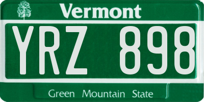 VT license plate YRZ898