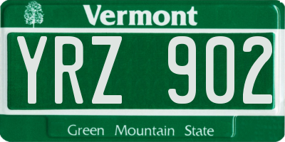 VT license plate YRZ902
