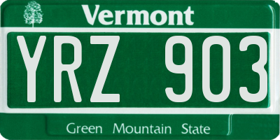 VT license plate YRZ903
