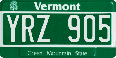 VT license plate YRZ905