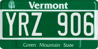 VT license plate YRZ906