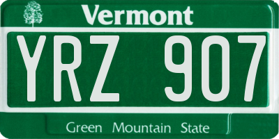 VT license plate YRZ907