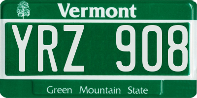 VT license plate YRZ908