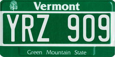 VT license plate YRZ909