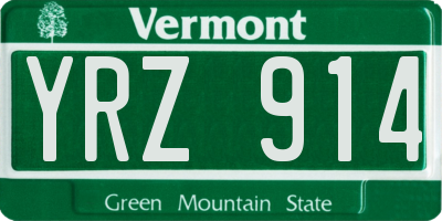 VT license plate YRZ914