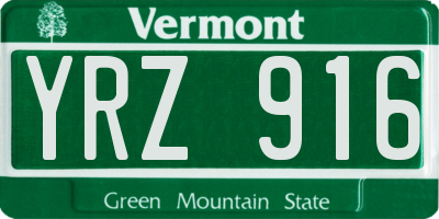 VT license plate YRZ916
