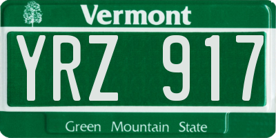 VT license plate YRZ917