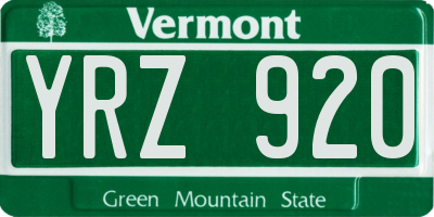 VT license plate YRZ920