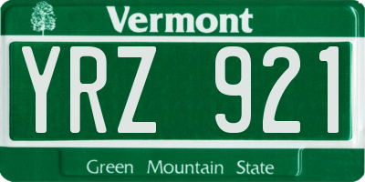 VT license plate YRZ921