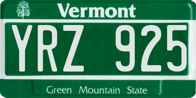 VT license plate YRZ925