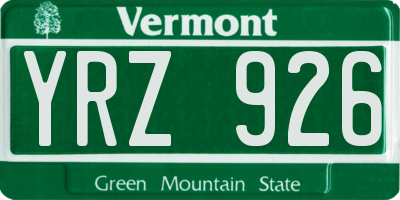 VT license plate YRZ926