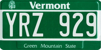 VT license plate YRZ929