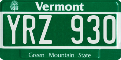VT license plate YRZ930