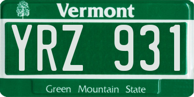 VT license plate YRZ931