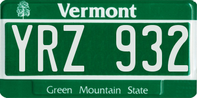 VT license plate YRZ932