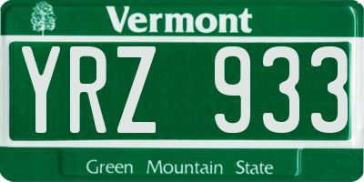 VT license plate YRZ933