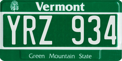 VT license plate YRZ934