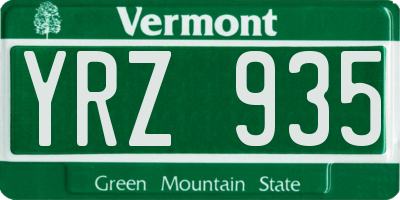 VT license plate YRZ935