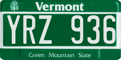 VT license plate YRZ936
