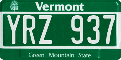 VT license plate YRZ937