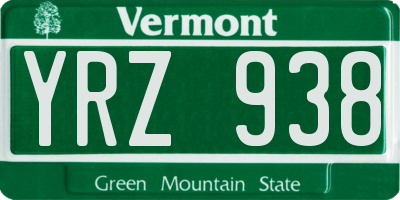 VT license plate YRZ938
