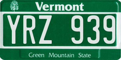 VT license plate YRZ939