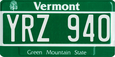 VT license plate YRZ940