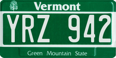 VT license plate YRZ942