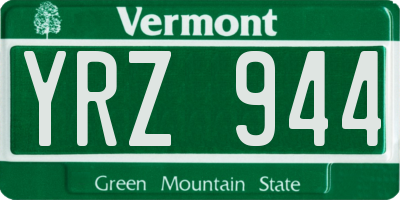 VT license plate YRZ944