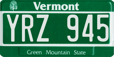 VT license plate YRZ945