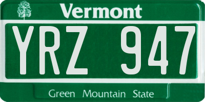 VT license plate YRZ947