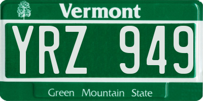 VT license plate YRZ949
