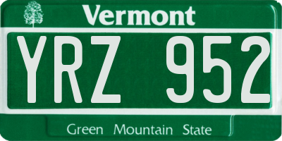 VT license plate YRZ952