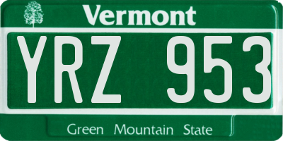 VT license plate YRZ953