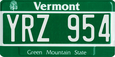 VT license plate YRZ954