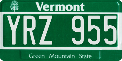 VT license plate YRZ955