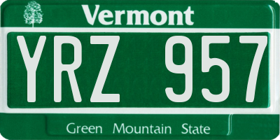 VT license plate YRZ957