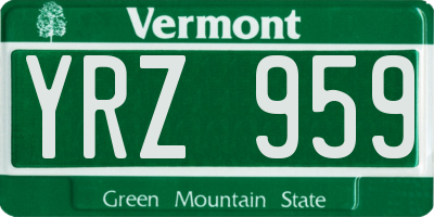 VT license plate YRZ959