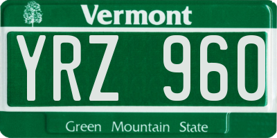VT license plate YRZ960