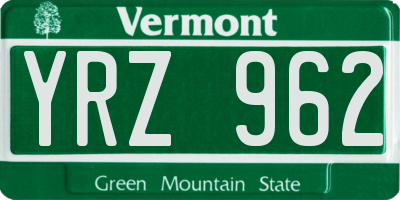 VT license plate YRZ962