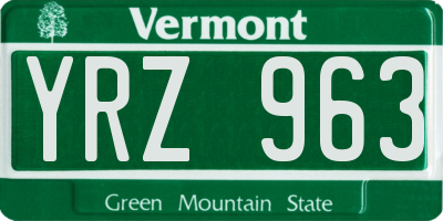 VT license plate YRZ963