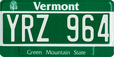 VT license plate YRZ964