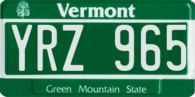 VT license plate YRZ965