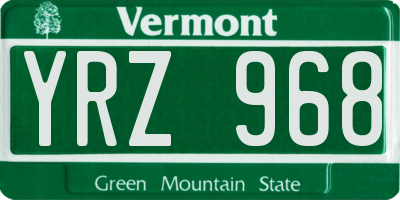 VT license plate YRZ968